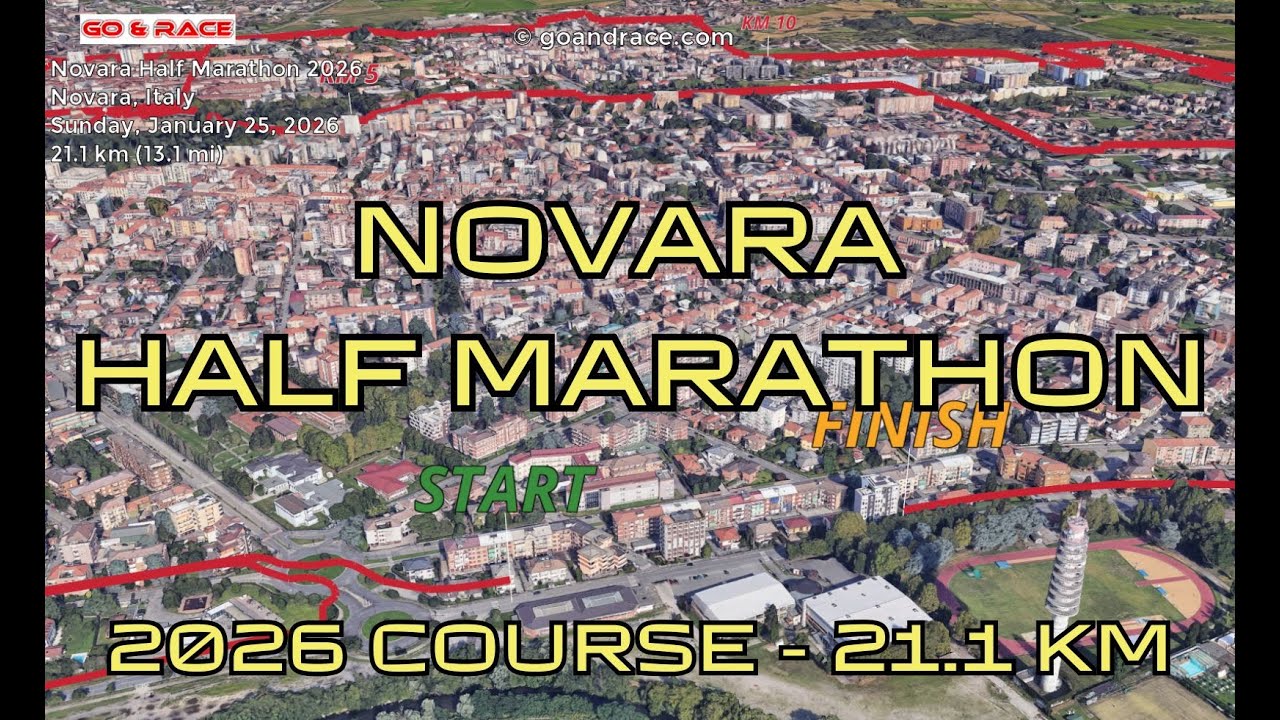 Novara Half Marathon 2026: 3D Video Course Map | 21.1 km - Novara