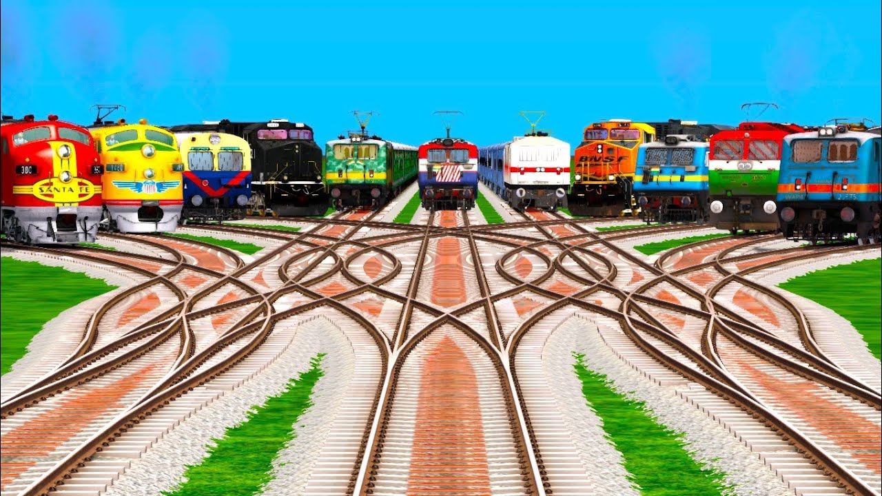 11* TRAINS CROSSING BY CURVES BRANCHED ❤️‍🔥RAILROAD CROSSING TRACKS ll train Simulator Gameplay 