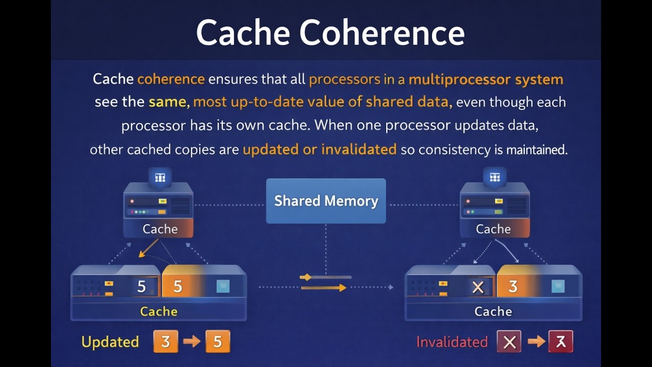 Cache coherence in multiprocessor systems in Distributed Computing & Communication Design Principles