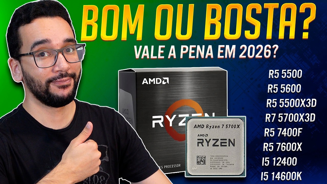 R7 5700X é RUIM ou BOM pra 2026? Comparando com R5 5600, R5 5500X3D, R5 7600X e mais!
