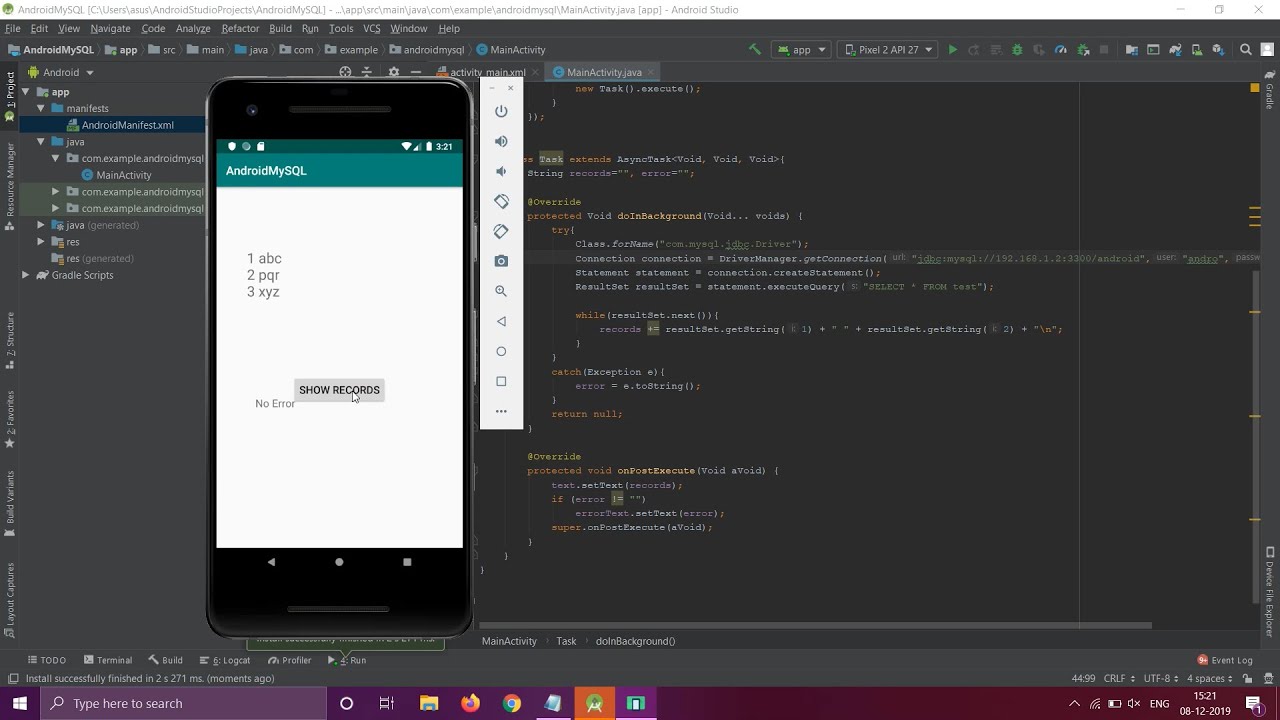 MySQL & Android Studio JDBC Connection