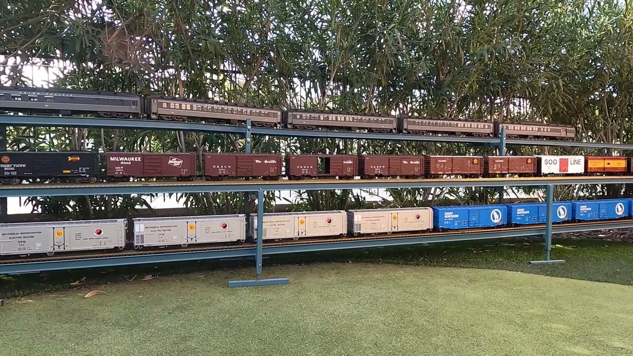 G-scale freight trains on Tuesday, Feb. 10, 2026