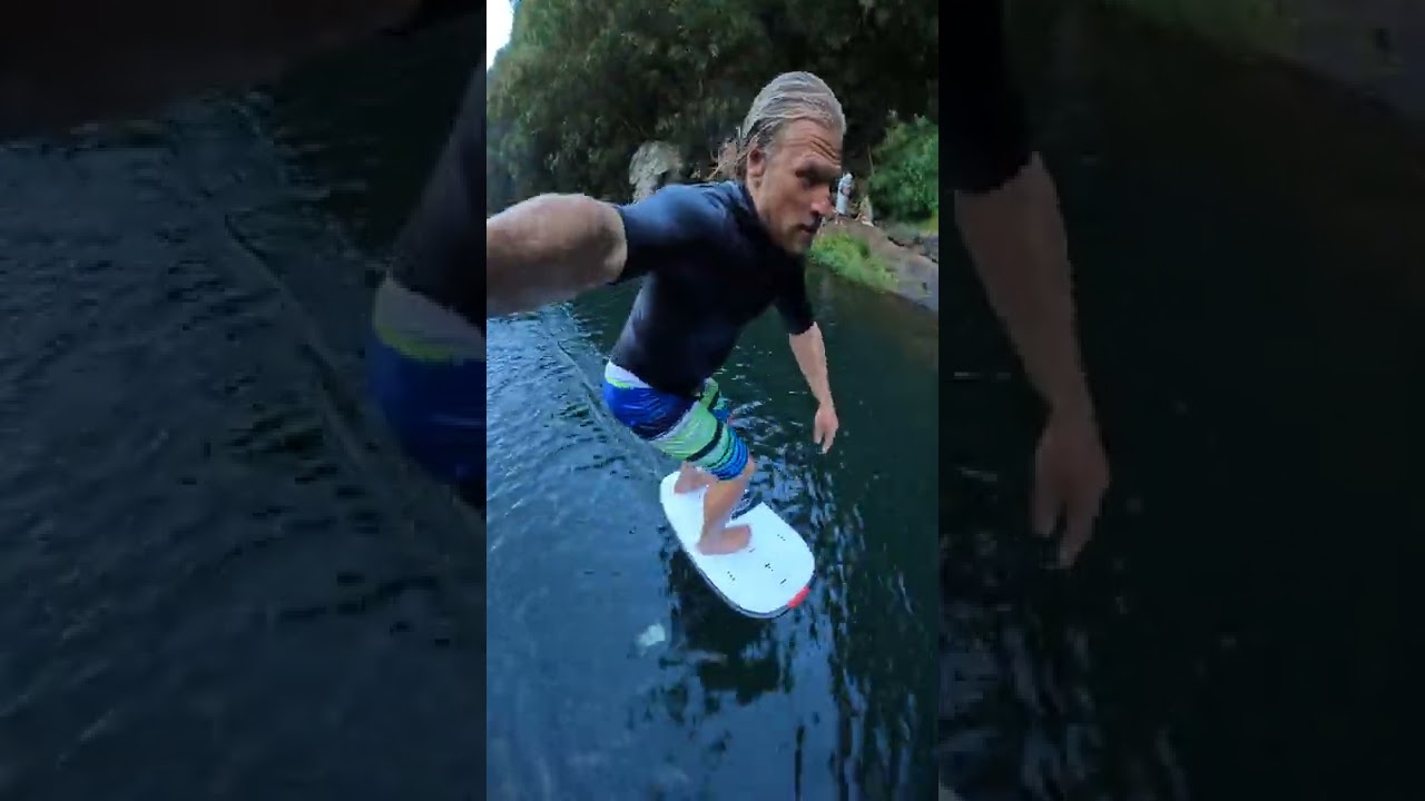 Старт с камня на водопаде (фойл пампинг)