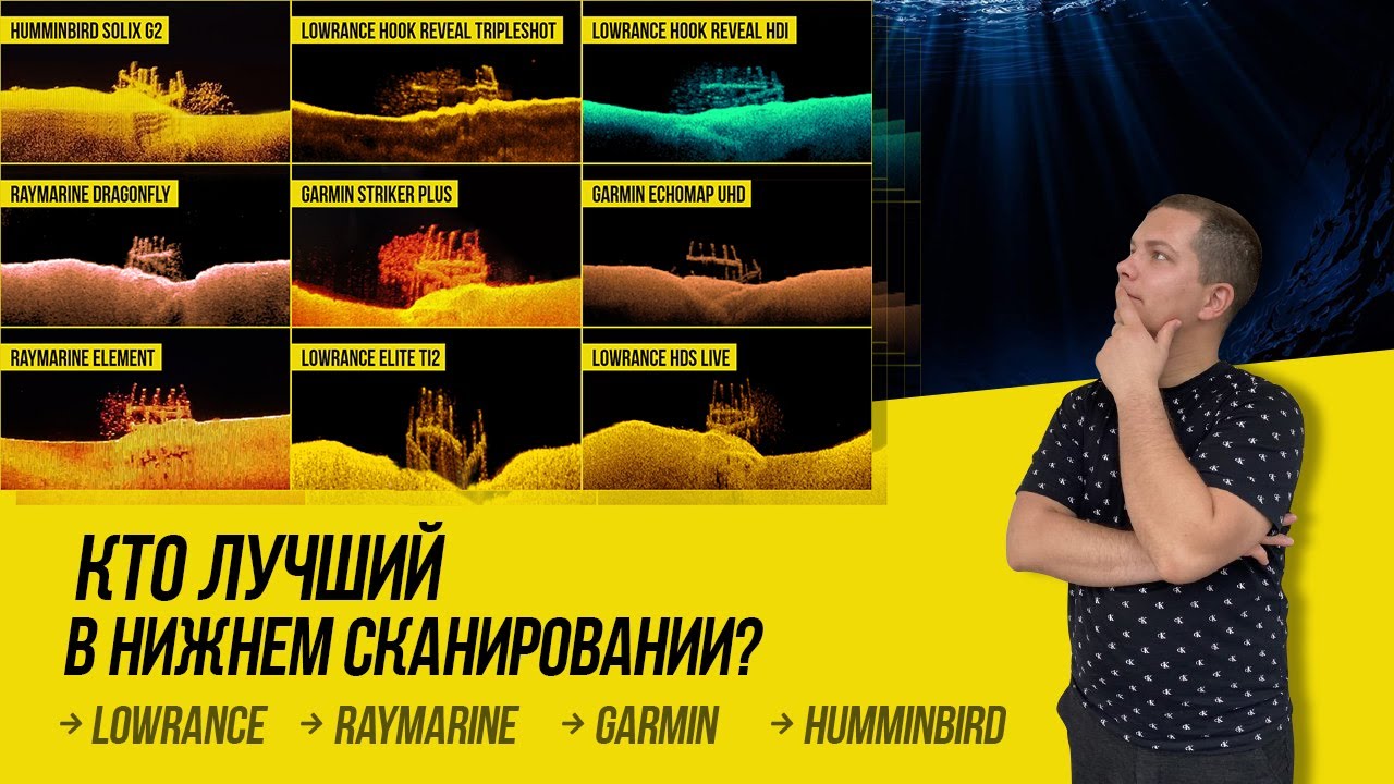 ТЕСТ на НИЖНЕЕ сканирование 9 ЭХОЛОТОВ - Humminbird/Lowrance/Garmin/Raymarine