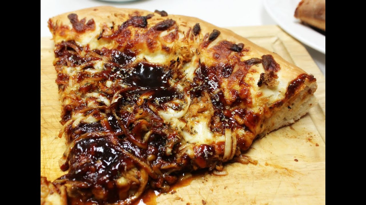BBQ Chicken Pizza using Leftovers