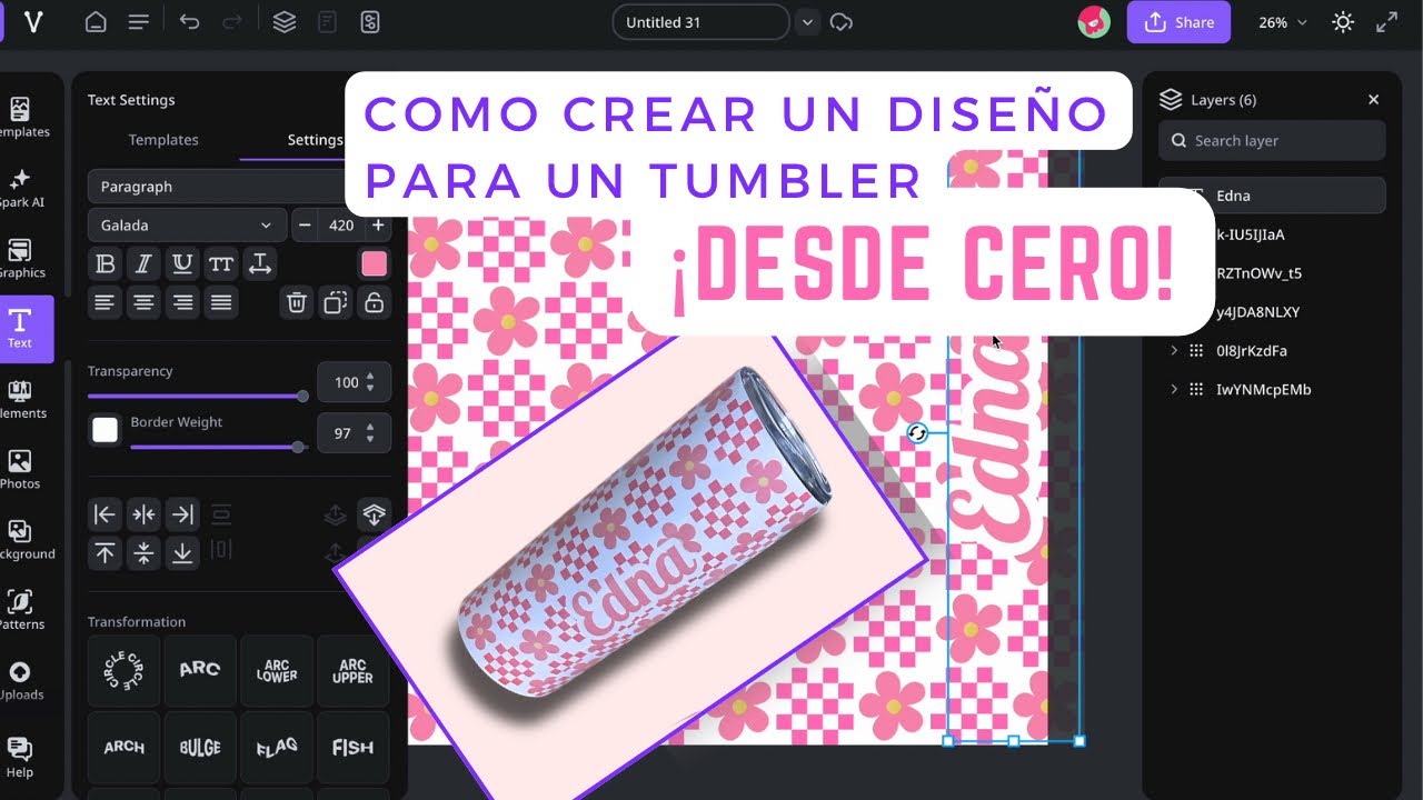 Cómo hacer un diseño para un Tumbler desde cero con Creative Fabrica Studio