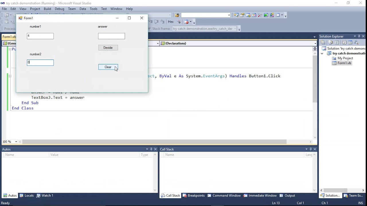 Try Catch Exception handling block VB. NET 2010 makes your programming easy (#2 SeRue tuts)