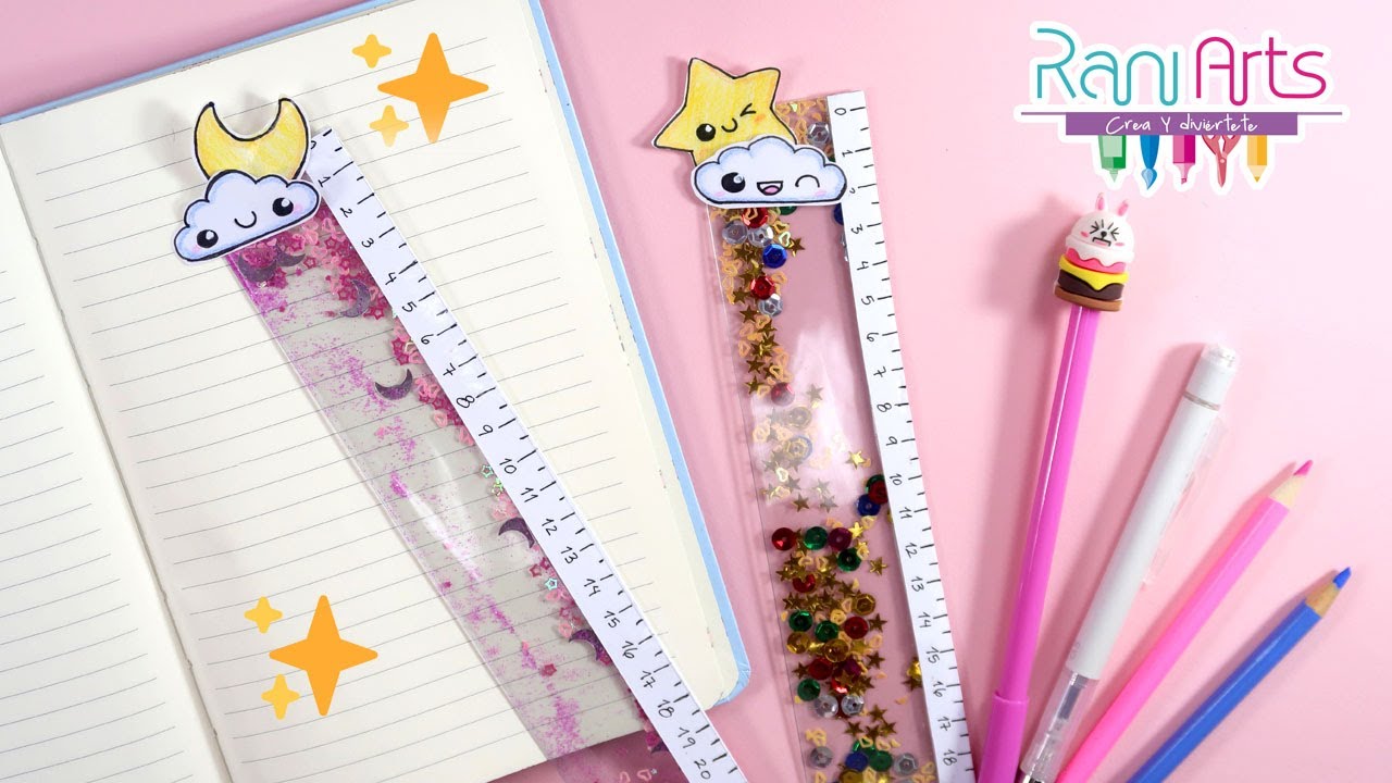HAZ REGLAS TRANSPARENTES CON GLITTER - DIY - GLITTER CLEAR RULER