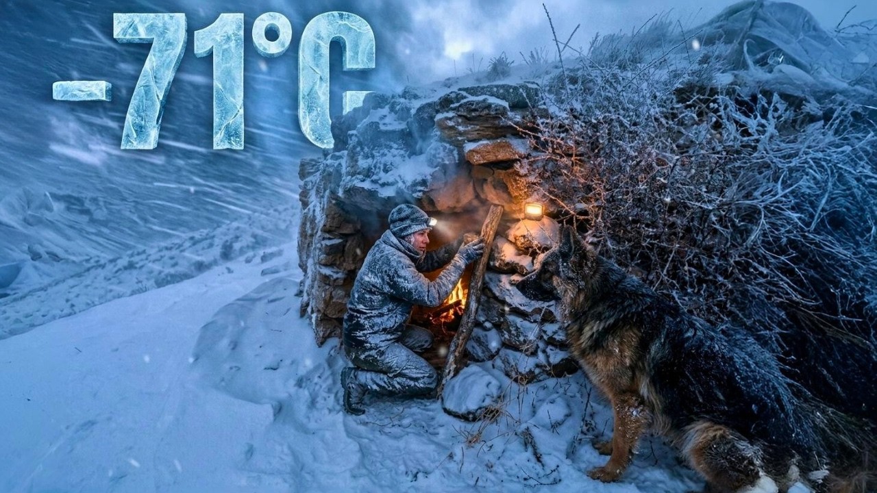 Solo Winter Camping with My Best Friend: Surviving -71°C In A Snow Shelter | Natural Survival
