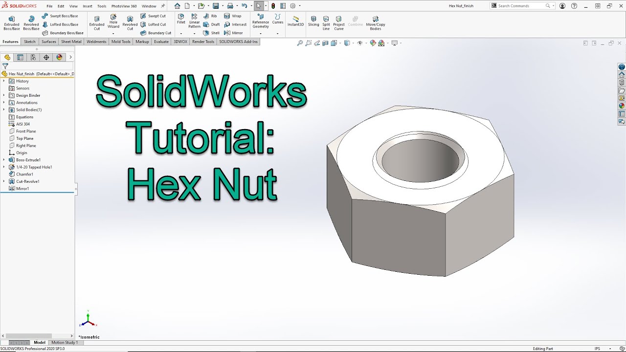 SolidWorks Tutorial for Beginners: Hex Nut