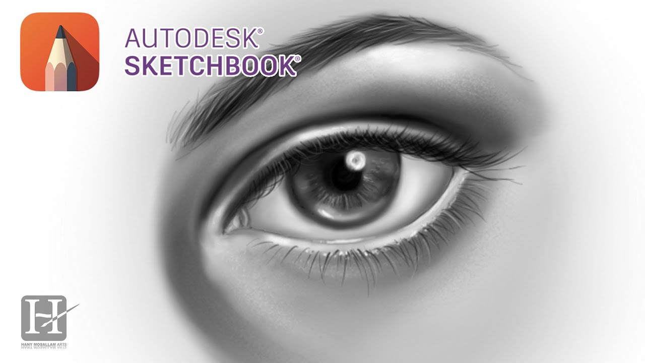 How to Draw and Shade a Realistic Eye with Autodesk Sketchbook pro [ Tutorial for Beginners ]