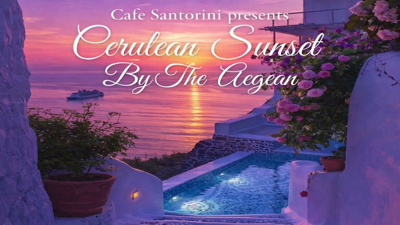 Cafe Santorini Cerulean Sunset By The Aegean 