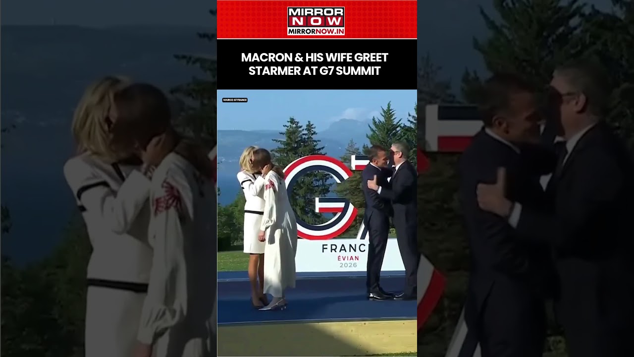 G7 Summit 2026: French President Macron & His Wife Welcome UK PM Starmer & His Wife #shorts