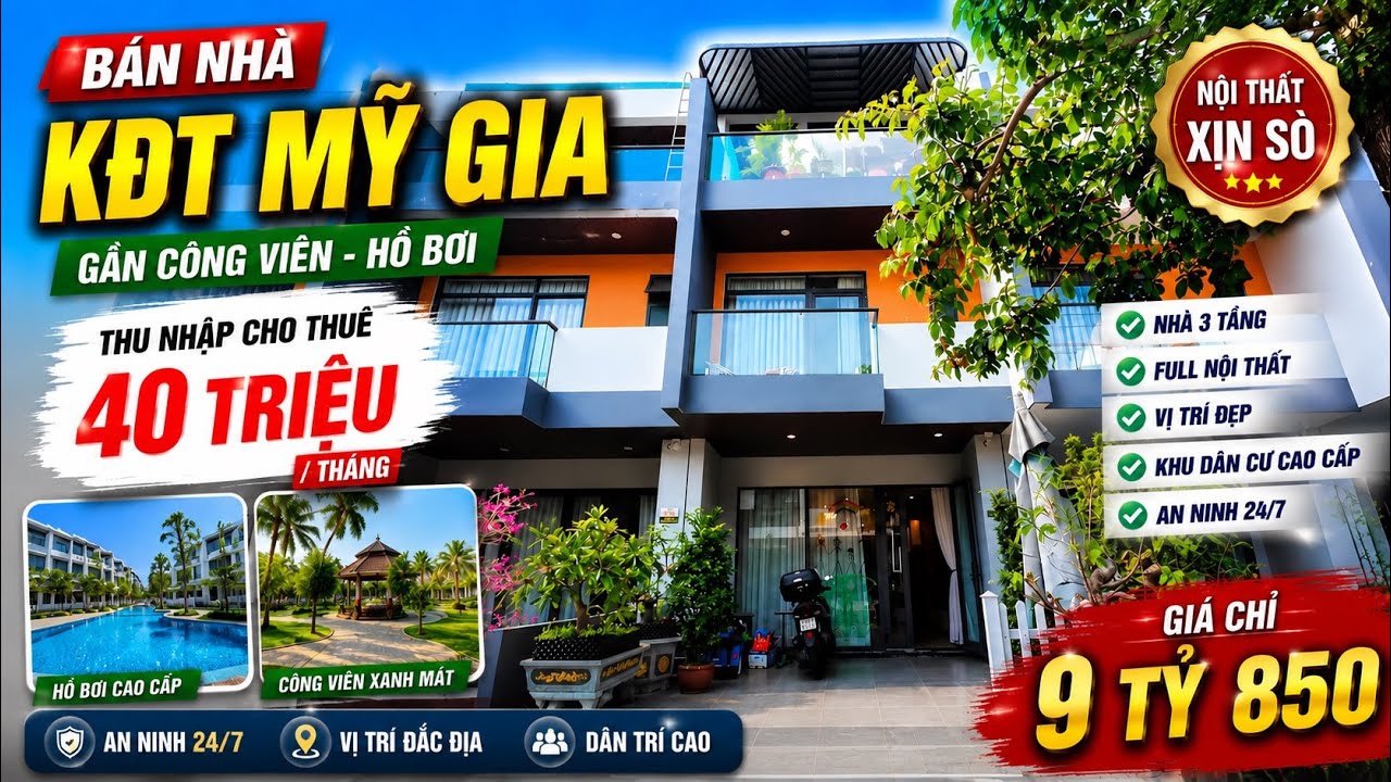 Nhà ĐẸP cạnh hồ bơi sống khu compound kép kín .