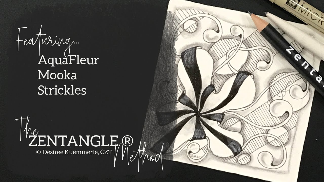 The ZENTANGLE&reg; Method | Tile #7 | Square Tile w/ AquaFleur | Beginner Tutorial Zentangle | No Voice