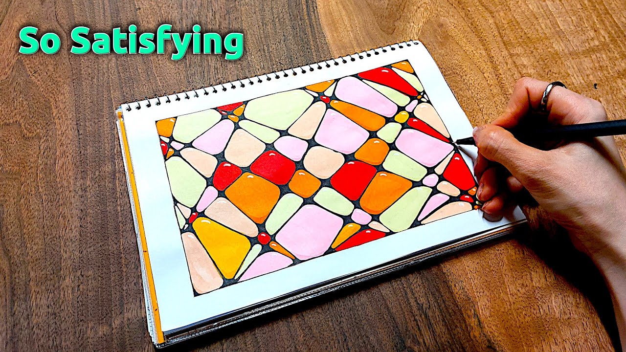 This Simple Color Pattern Is So Satisfying | Easy Zentangle Tutorial