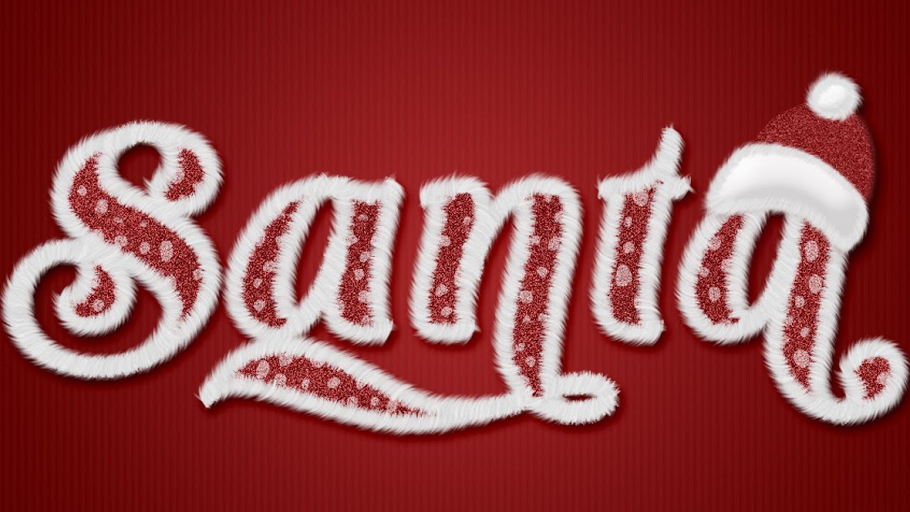 Christmas Photoshop Text Effect: Furry Santa Text