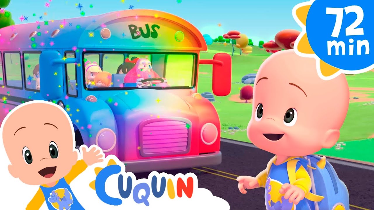 The Wheels On the Colorful Bus 🚌 Nursery Rhymes by Cleo and Cuquin | Children Songs