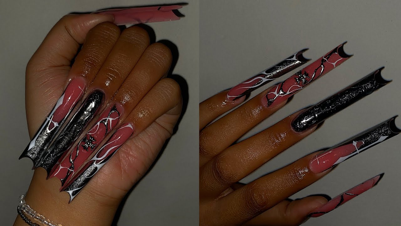 ⛓️Y2K CHROME ACRYLIC NAILS⛓️| Acrylic Application + Edgy Nail Art!