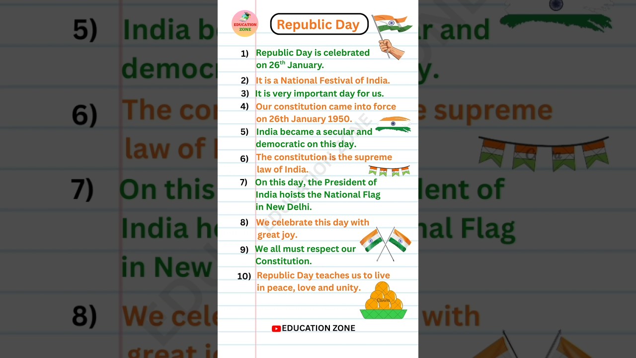 10 Lines Essay on Republic Day 🇮🇳 in English | 