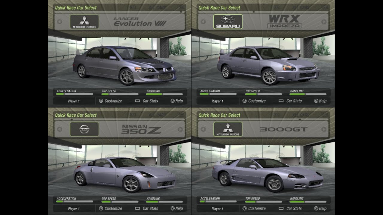 NFS Underground 2 - PS2 demo - All cars fully tuned, test drive & engine sound showcase