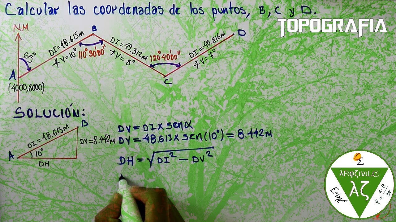 Como Calcular las Coordenadas de los puntos B, C, y D(TOPOGRAFÍA)