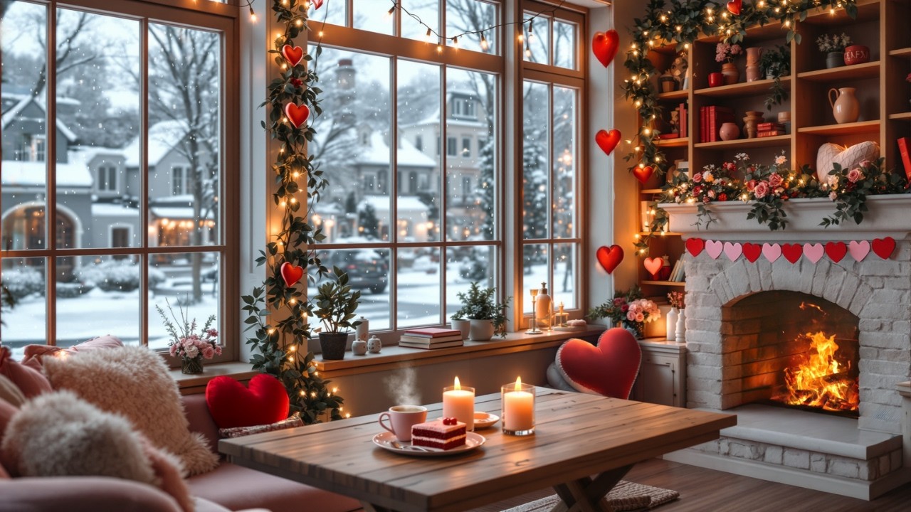 Peaceful Snowfall Winter Jazz ❄️ Soft Jazz Music & Fireplace Sounds for Relaxing & Unwind