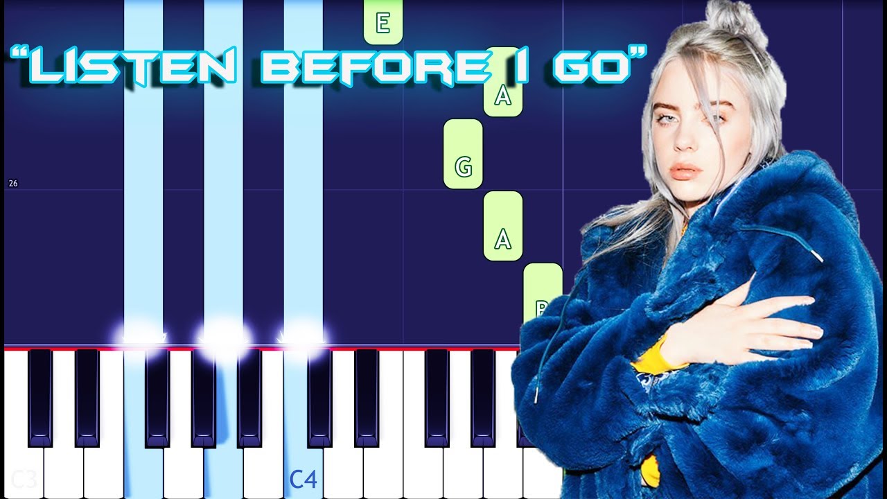 Billie Eilish - Listen Before I Go Piano Tutorial EASY