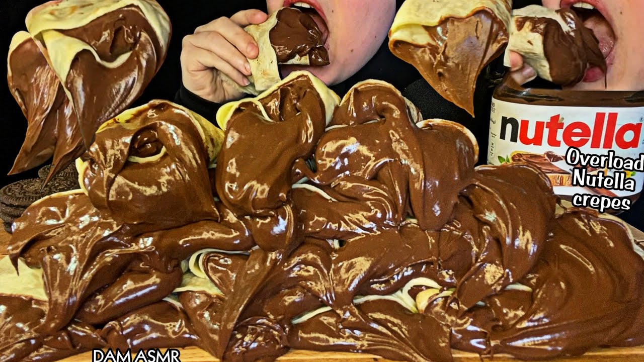 Nutella. Шоколадные креповые рулеты, рулоны с фундуком и Oreo. Еда звуков.🤤🍫