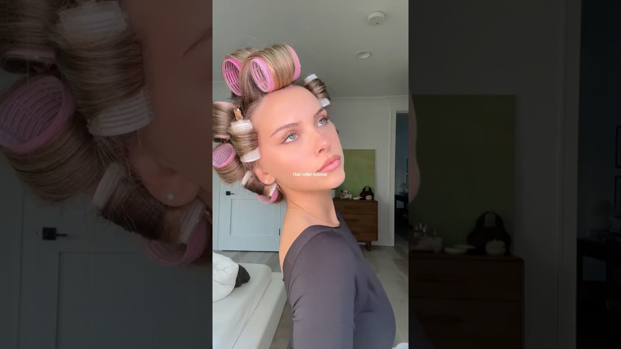 hair roller tutorial #hairtutorial #hairroller #heatlesscurls #heatlesshairstyles
