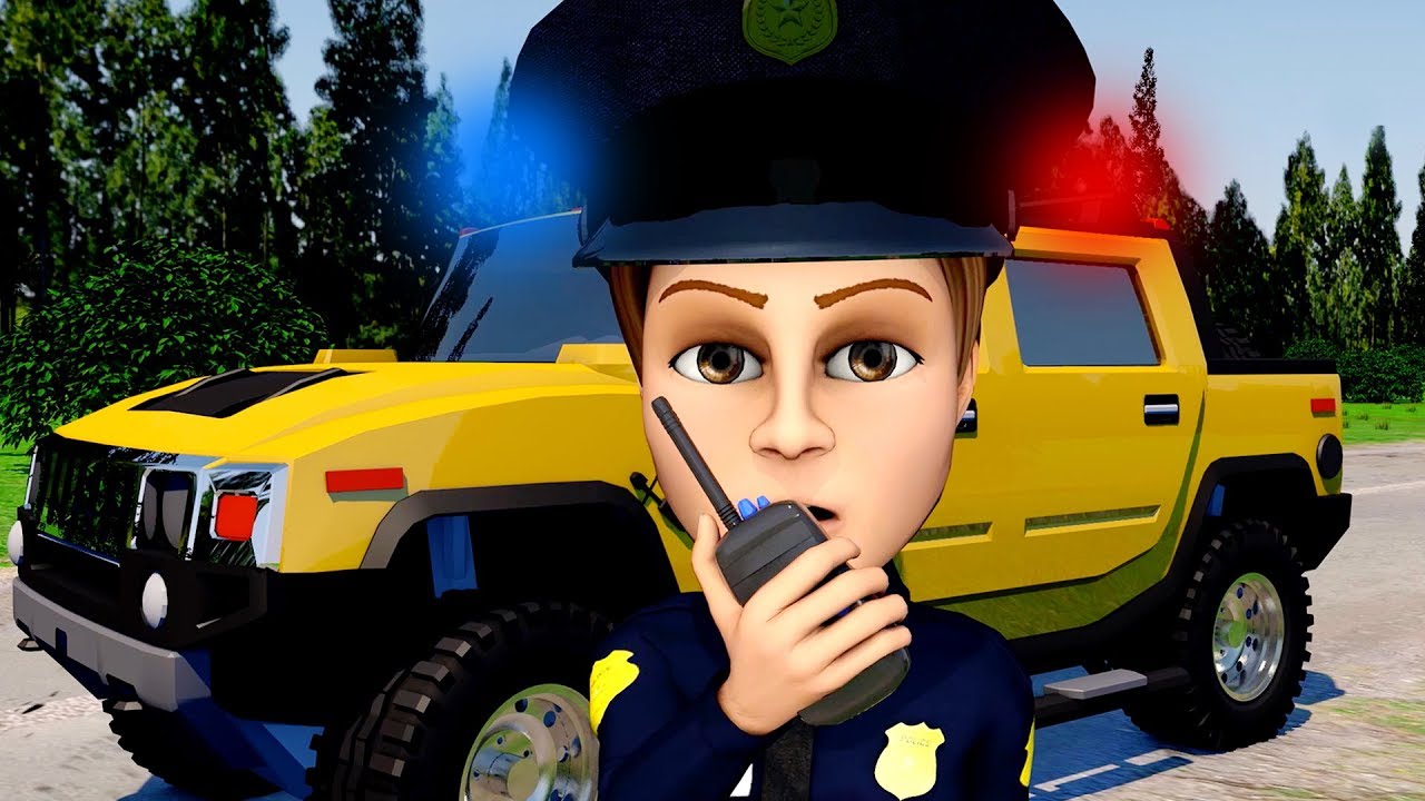 La policía recibió una misión peligrosa. Carros policias. Coche de policias para niños.