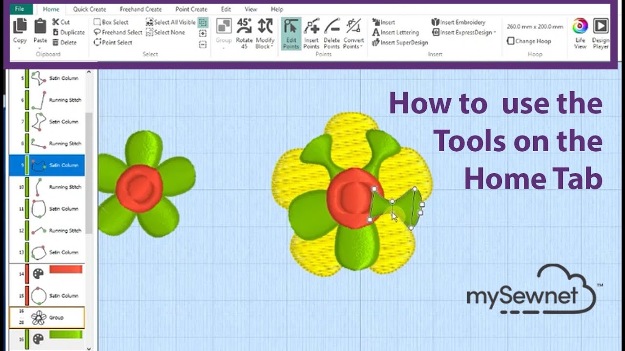 Using the Home Tab when Digitizing with mySewnet Embroidery