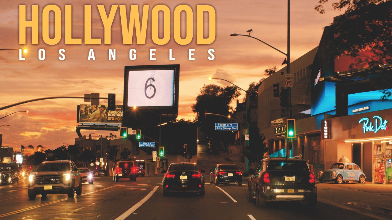 Driving Los Angeles Sunset 4K - Hollywood to Beverly Hills via the Sunset Strip