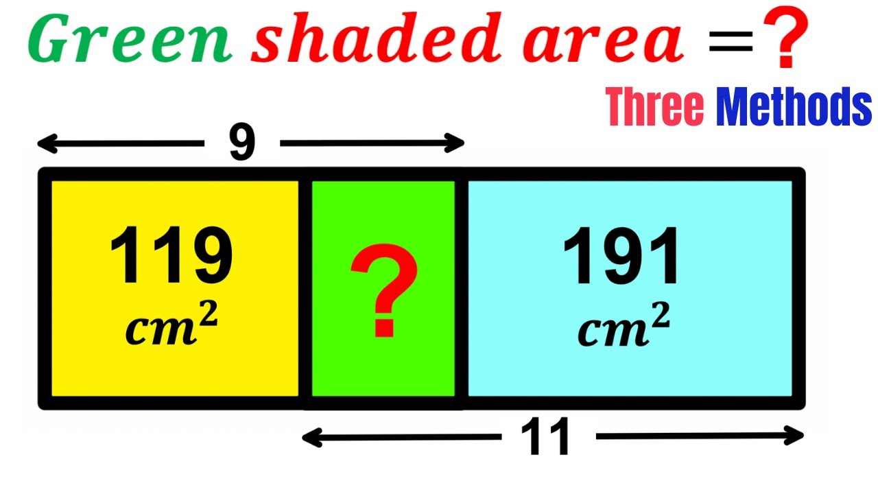 Can you find area of the Green shaded rectangle? | (3 Methods) | #math #maths | #geometry