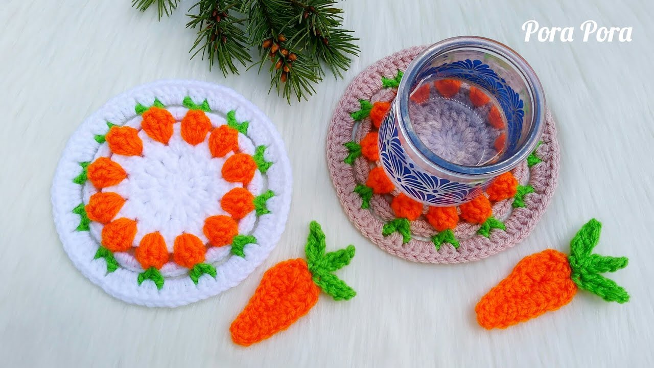 Crochet Carrot Coaster I Crochet Easter Decorations I Scrap Yarn Crochet Projects