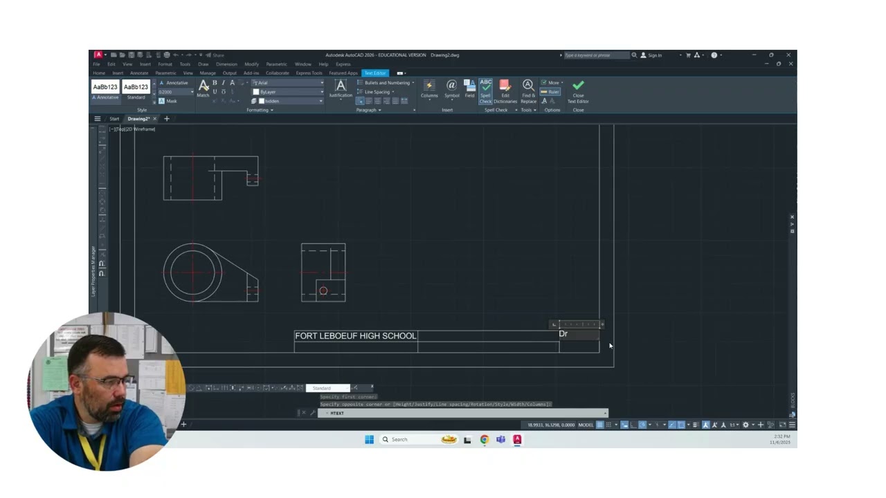 AutoCAD Drawing 6-3 Cylinder Support Part 3 Top View