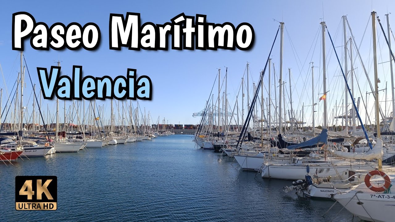 Paseo Marítimo Valencia I Walking Tour Spain 4K