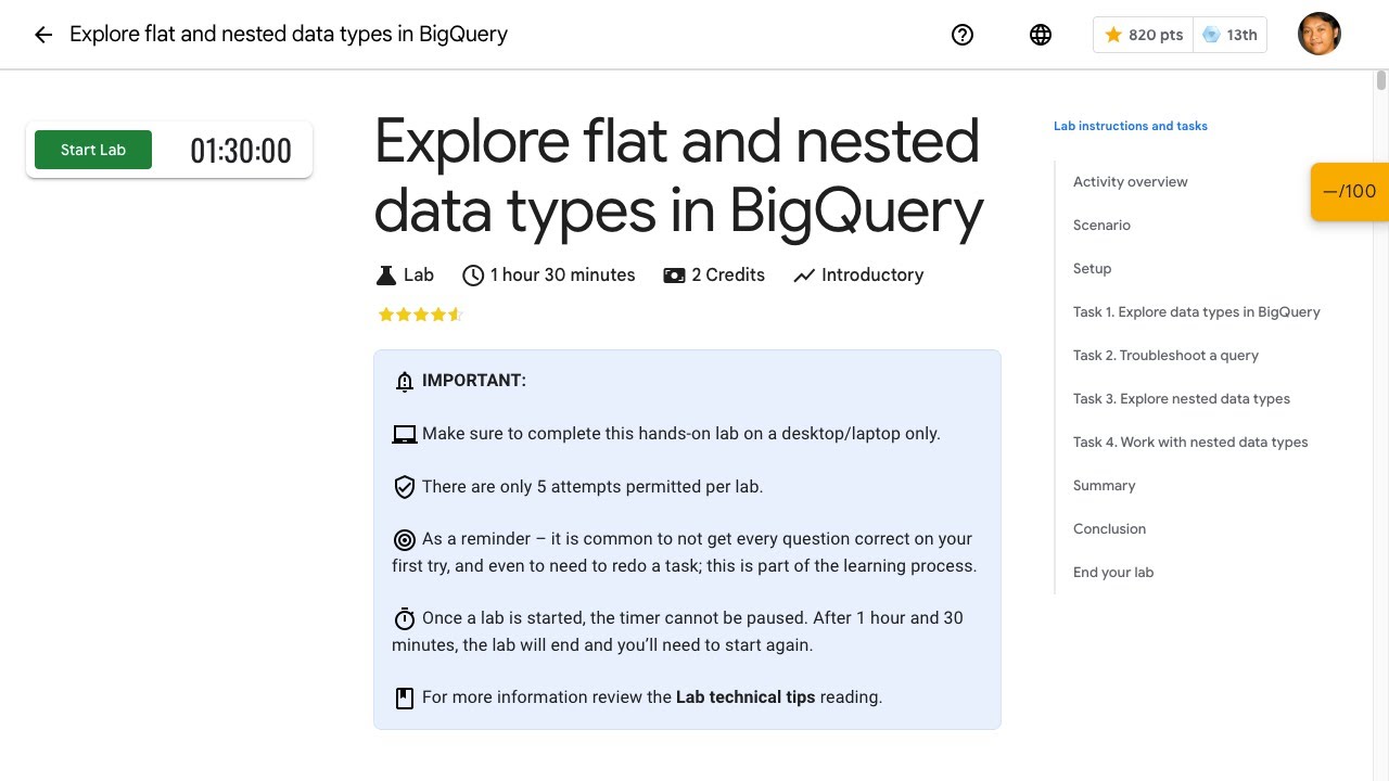 Explore flat and nested data types in BigQuery