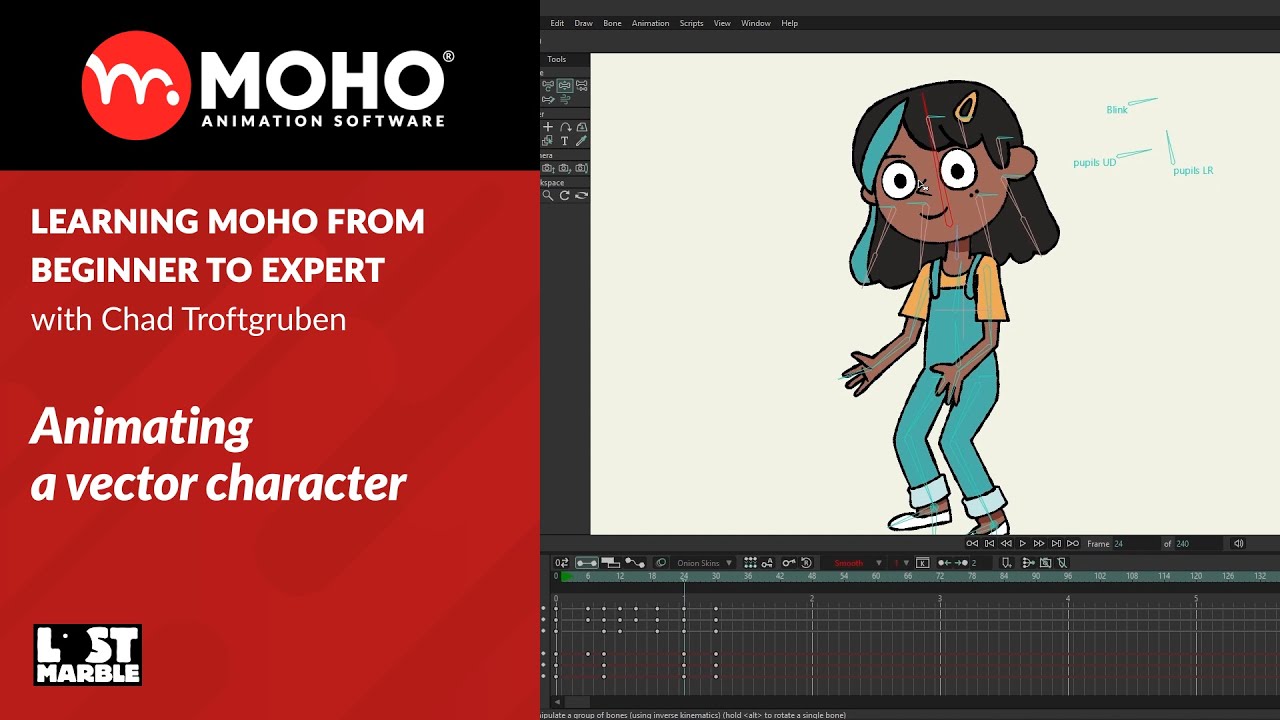 Part 25/38. Animating a vector character - Learning Moho from beginner to expert