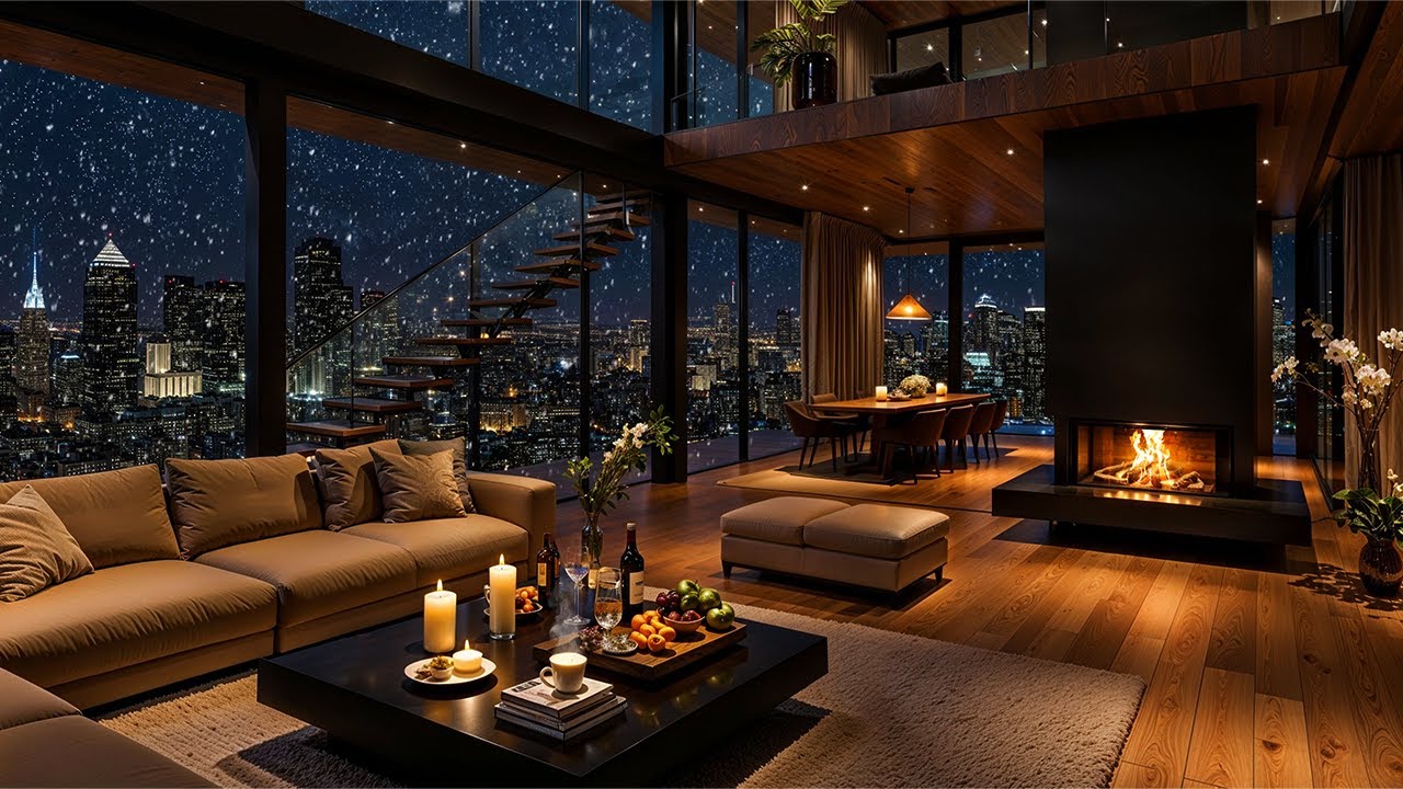 Cozy Paris Apartment Ambience 🗼 Winter Jazz Piano & Fireplace for Study, Work & Sleep ❄️