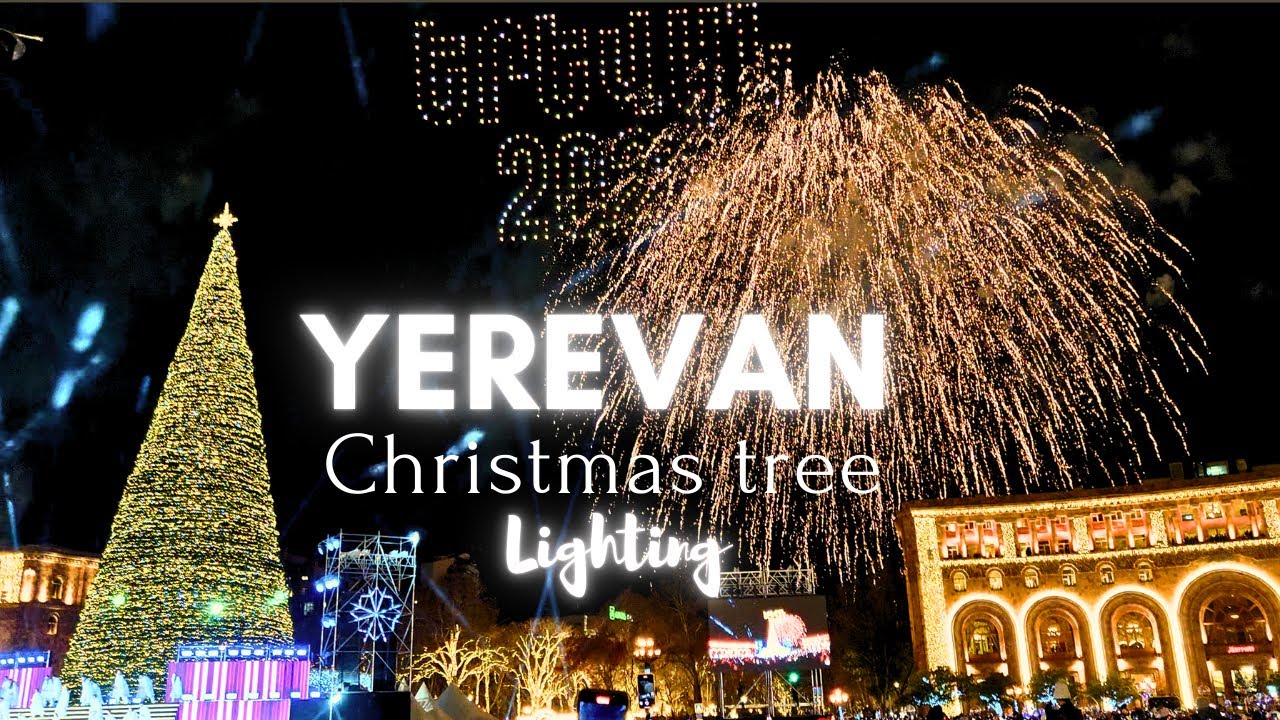 Yerevan Christmas Tree Lighting 2026 - Walking in Yerevan during Christmas Lights and Decorations