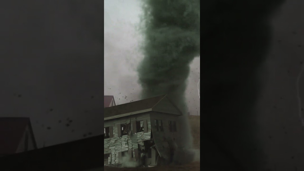Village storm Tornado destroys the house