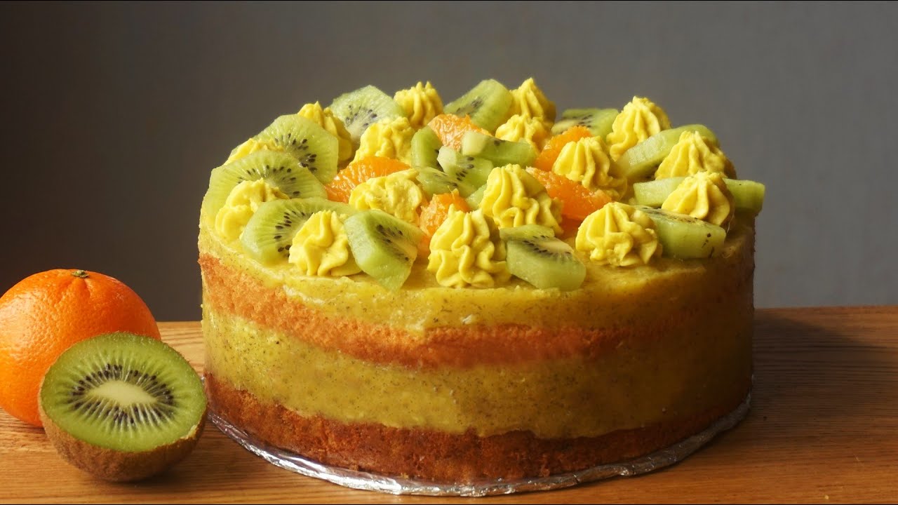 სამარხვო ხილის ნამცხვარი🍌ბანანის კრემით. Fasting fruit cake with banana cream,Постный фруктовый торт
