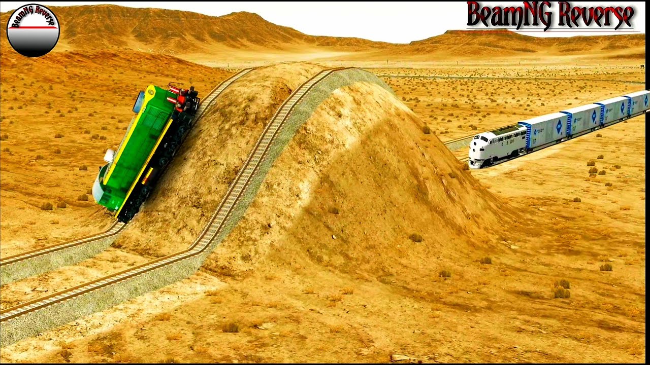 Trains vs Massive Speed Bumps Crashes Reverse - BeamNG Drive