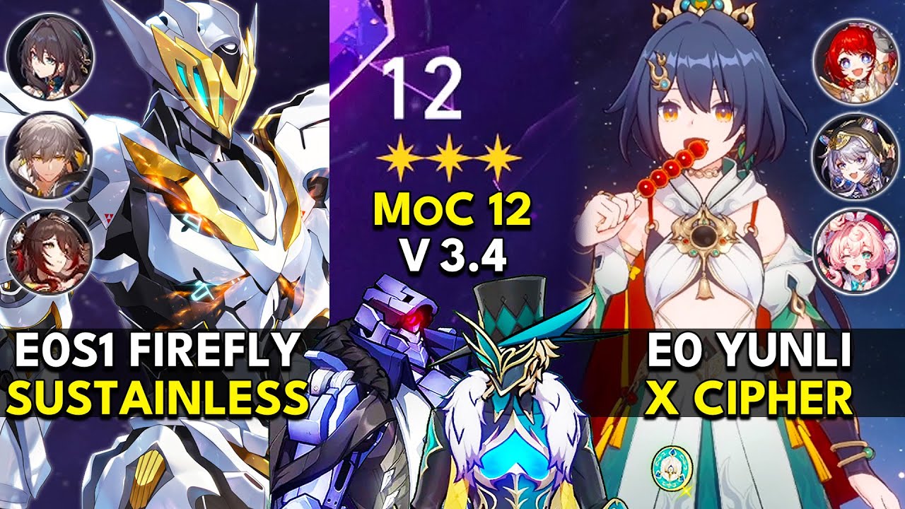 E0S1 Firefly Sustainless & E0 Yunli x Cipher | Memory of Chaos Floor 12 (3 Stars) |Honkai: Star Rail