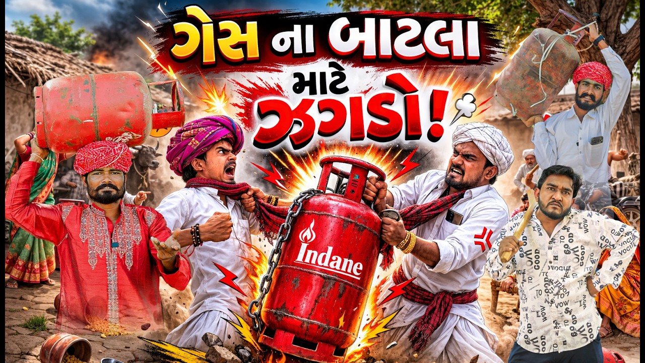 ગેસ ના બાટલા માટે ગામમાં મોટો ઝગડો 😡 | Desi Village Fight Comedy | Village Boy New Comedy Video 2026