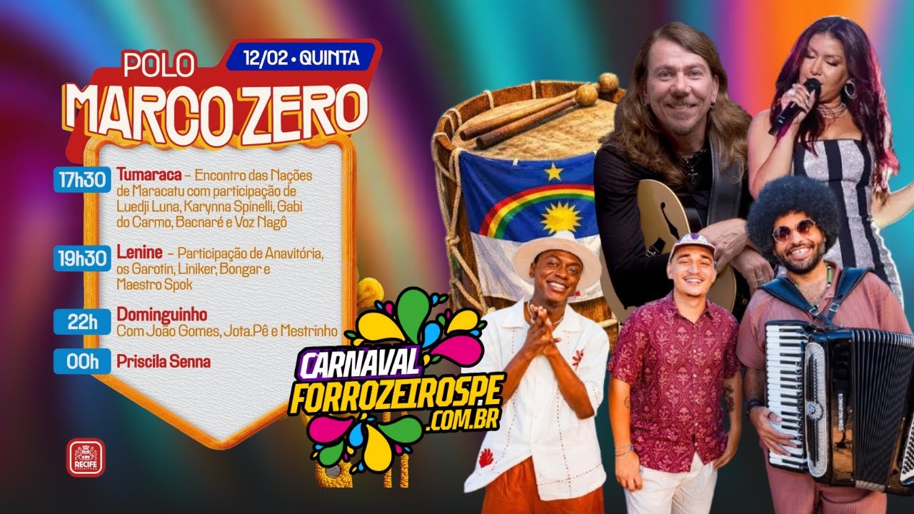 Abertura do Carnaval do Recife 2026 - Tumaraca, Lenine, João Gomes e Priscila Senna #aovivo