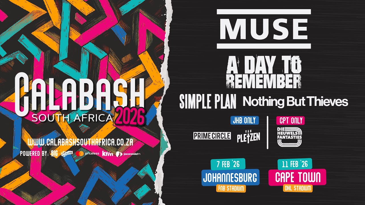 Calabash South Africa 2026 Announced: Muse, A Day To Remember, Simple Plan, and Nothing But Thieves!