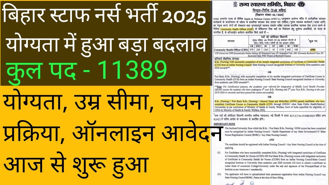 Bihar Staff Nurse new recruitment 2025 Big Update🔥. बिहार स्टाफ नर्स योग्यता में हुआ बड़ा बदलाव#BTSC