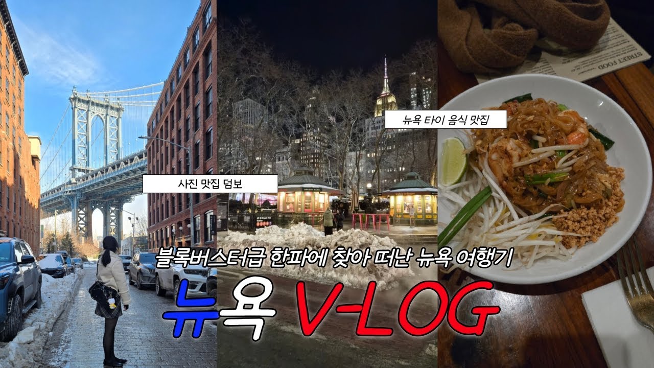 겨울 뉴욕 여행 브이로그❄ 덤보 | 소호 스투시 | 탑오브더락 야경 | 뉴욕 타이음식 맛집  | ep.2